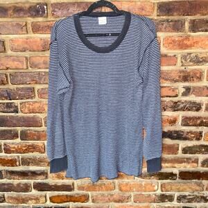 Great Land Black Gray Waffle Knit Thermal Long Sleeve Top Women's Size Large